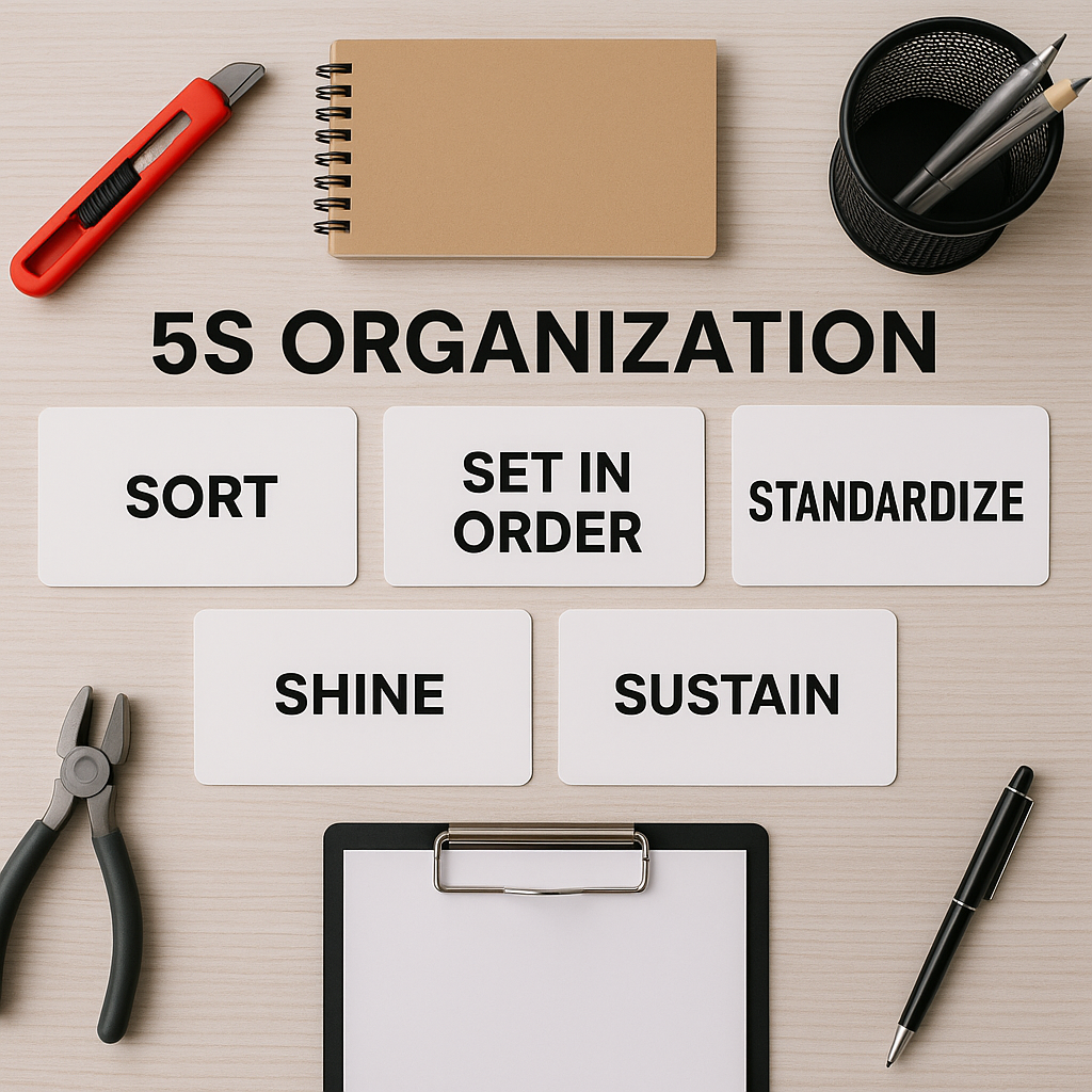 5S organization, 5S home organization, 5S methodology, lean organization, home organization system, family kanban, kanban board for home, pantry organization, declutter your home, organize your workspace, household productivity, visual task board