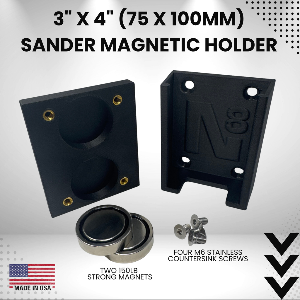 TierCraft Magnetic 3" x 4" (75 x 100mm) Random Orbital Sander Holder Shop Organization