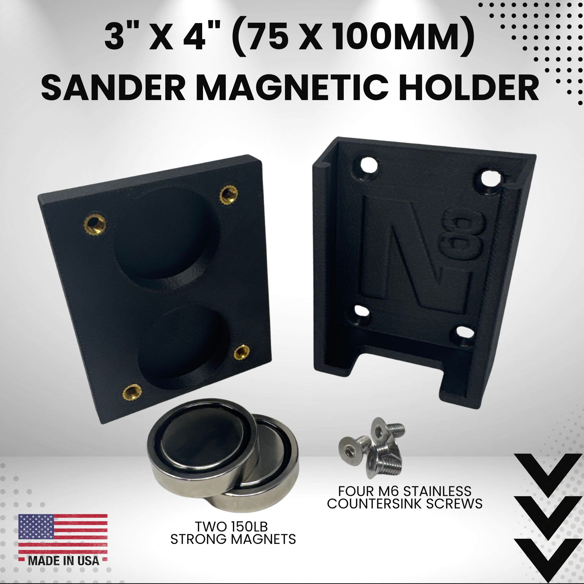 TierCraft Magnetic 3" x 4" (75 x 100mm) Random Orbital Sander Holder Shop Organization