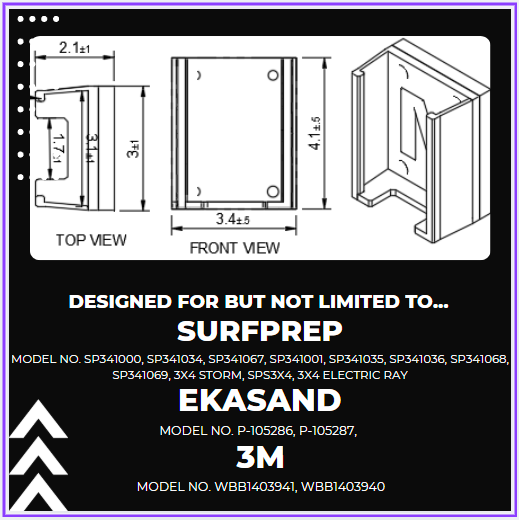 TierCraft Industrial 3" x 4" Air Random Orbital Sander Holder Dual STRONG 150lb magnets