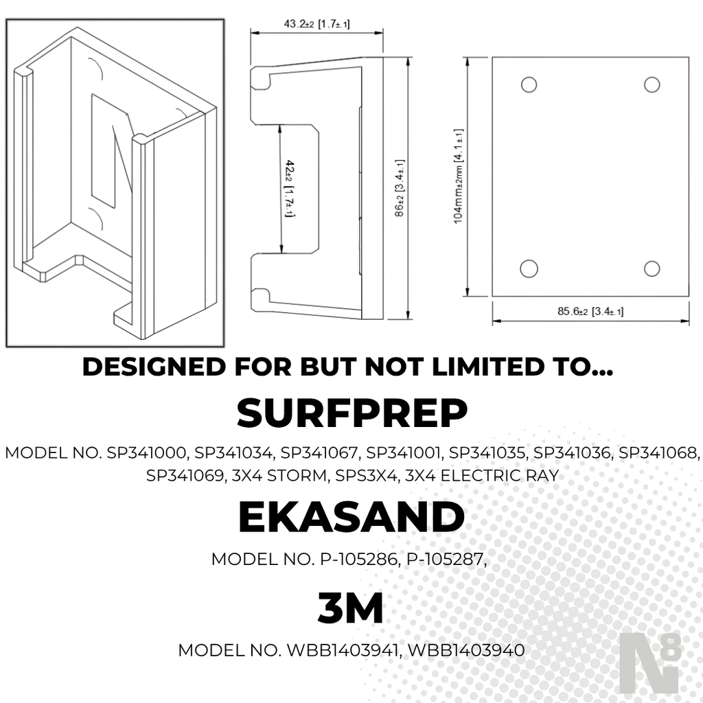 TierCraft Industrial 3" x 4" (75 x 100mm) Random Orbital Sander Holder Shop Organization