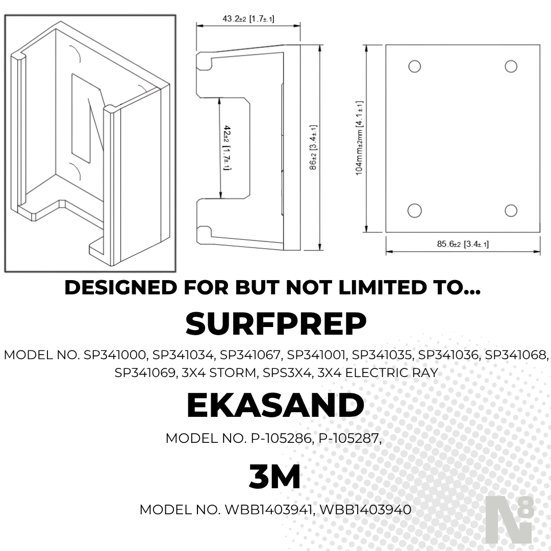TierCraft Industrial 3" x 4" (75 x 100mm) Random Orbital Sander Holder Shop Organization
