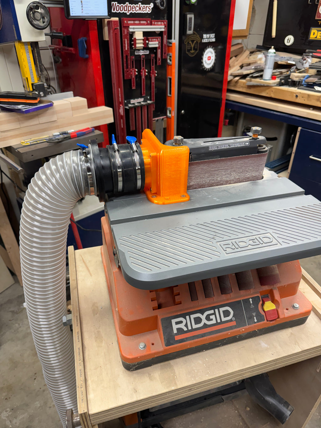 Ridgid Oscillating Belt Sander 4” Dust Shroud (3D Printed) — 4” Hose Adapter Kit