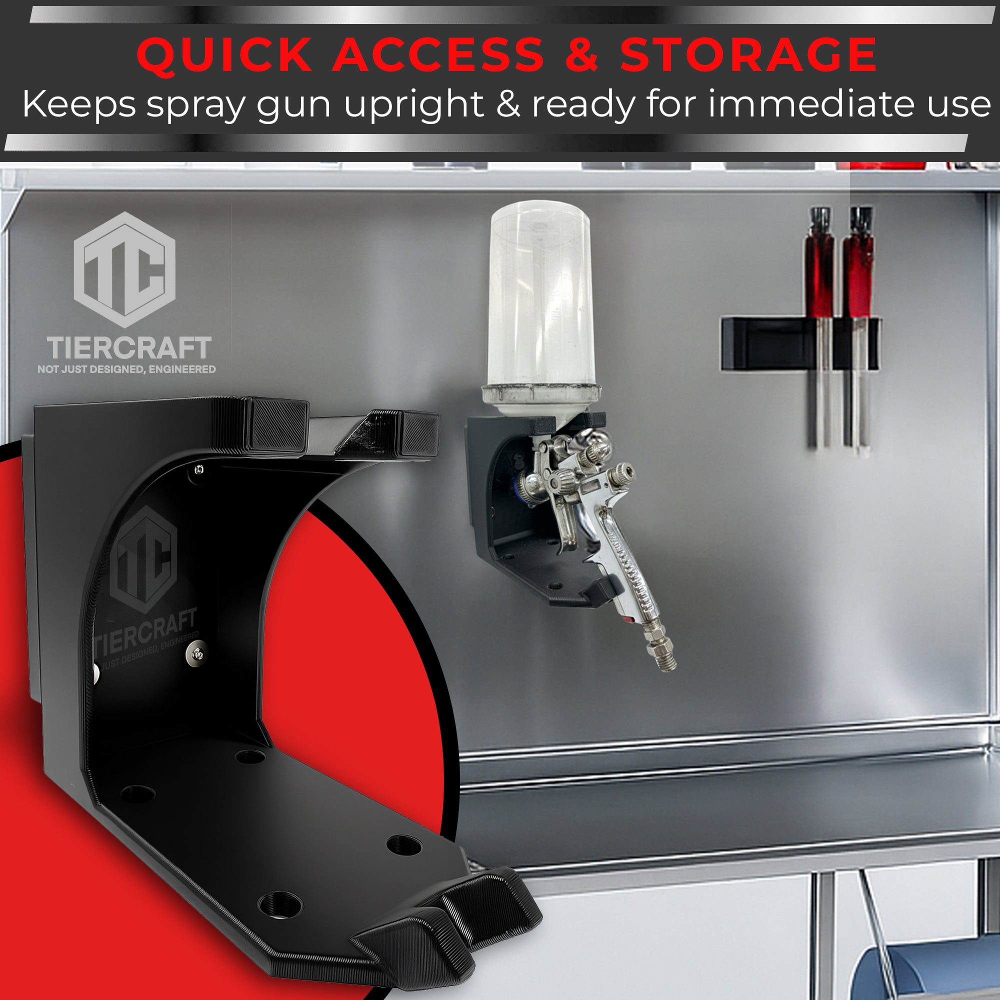 TierCraft Magnetic HVLP Spray Gun Holder – Dual 150lb Magnet Wall Mount