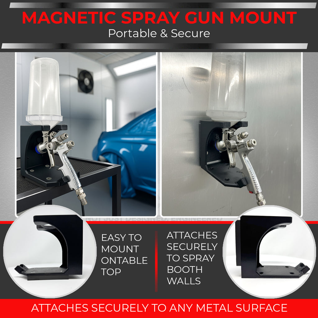 TierCraft Magnetic HVLP Spray Gun Holder – Dual 150lb Magnet Wall Mount