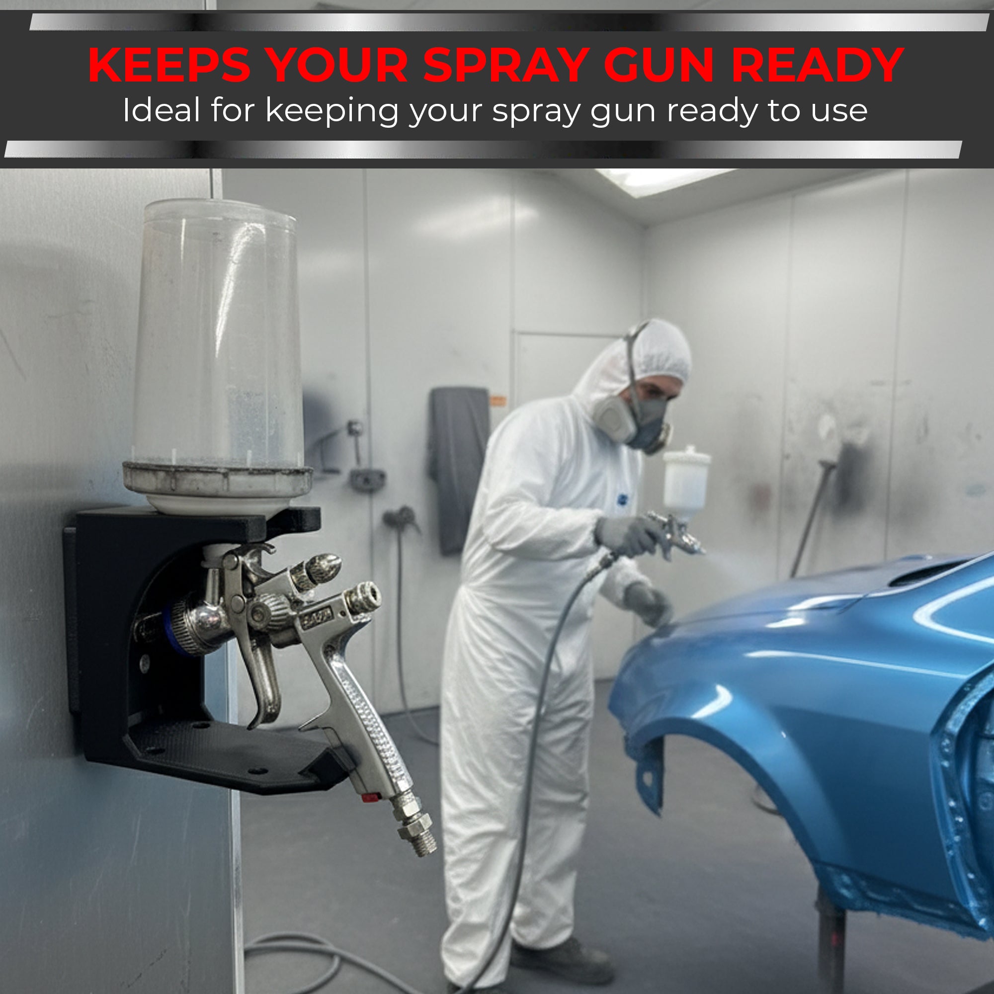 TierCraft Magnetic HVLP Spray Gun Holder – Dual 150lb Magnet Wall Mount