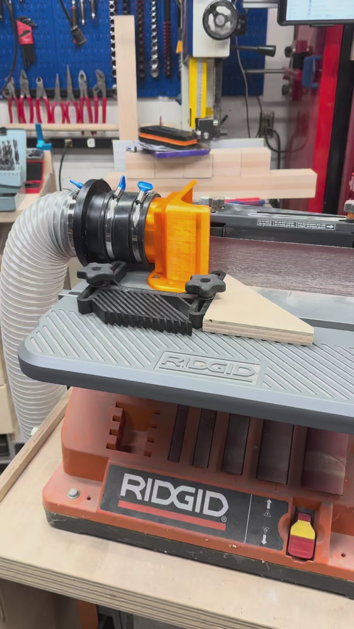 Ridgid Oscillating Belt Sander 4” Dust Shroud (3D Printed) — 4” Hose Adapter Kit
